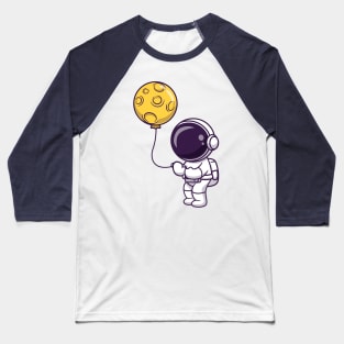 Cute Astronaut Holding Moon Balloon Cartoon Baseball T-Shirt